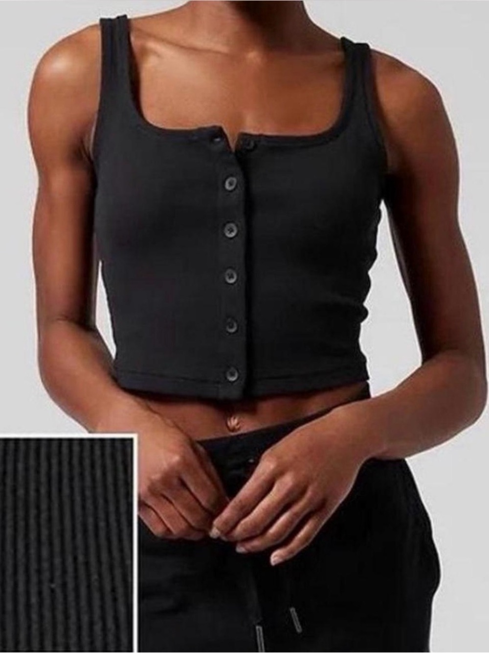 Athleta Half Moon Black Tank Top